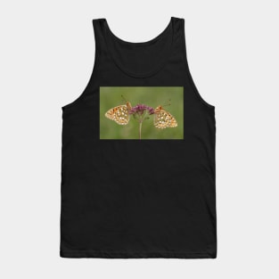 Two Dark Green Fritillary Butterflies on a Wild Marjoram Flower Tank Top